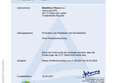 MetalWorx certifikáty - Zertifikat-IATF_1940804_Main_DE